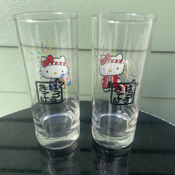 Hello Kitty Omatsuri Drinking Glass Lot of 2 Sanrio - Picture 4 of 6